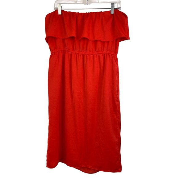 BCBGMAXAZRIA Malia Red Berry Off-Shoulder Dress M Crepe NWT $158 Island Vacay - Picture 9 of 13